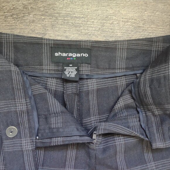 Pants Blue-Black with square pattern lines size 10 by Sharagano - Picture 2 of 8